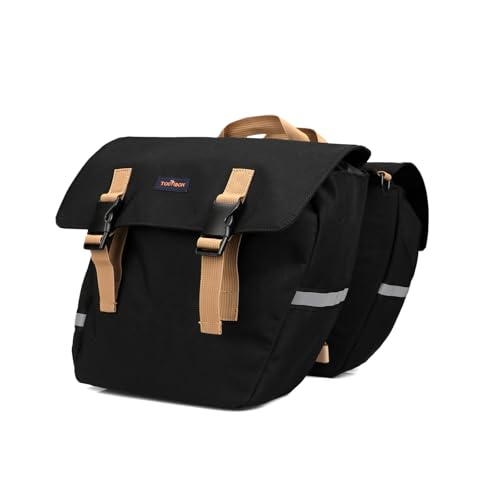 TOURBON Bicycle Pannier Bag, Double Side Bag, Water-Repellent Nylon, Large Capacity Rear Bag, Can be Used as a Shoulder Bag, Reflective Material, for