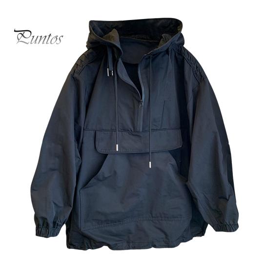 

Мужская ветрозащитная куртка с капюшоном и длинными рукавами, с застежкой-молнией на половину длины, карманом-кенгуру, толстовка с капюшоном на весну и осень XXL чёрный