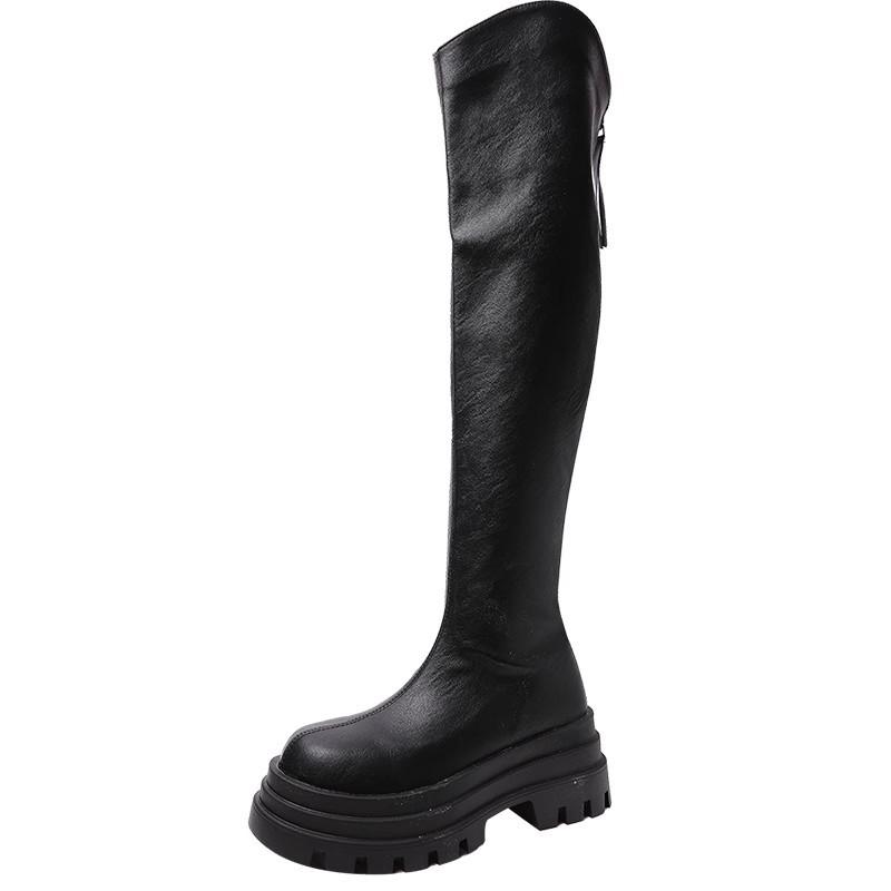 Over-knee Elastic Boots Women's 2025 Autumn Small and Thin Long Knight Boots Thick Heel High Boots Versatile Autumn and Winter