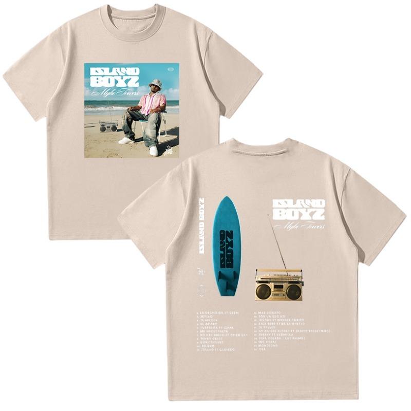 Myke Towers ISLAND BOYz T-Shirt 2025 Neues Album T-Shirt Herren Hip Hop Rock Übergroßes T-Shirt Vintage Hohe Qualität Sommer Streetwear