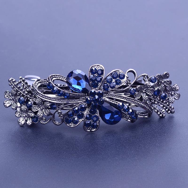 Korean Rhinestone Crystal Hair Clip for Women - Large Alloy Hairpin & Ponytail Accessory