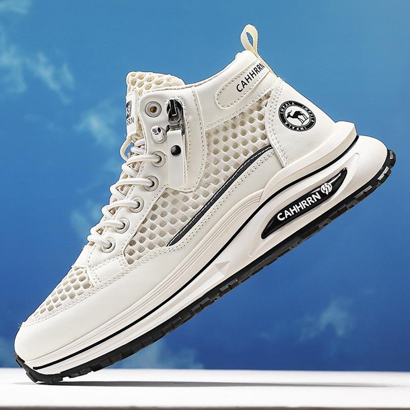 

Чоловіче сітчасте взуття дихаюче високе повсякденне спортивне взуття чоловіче літо 2025 нове на товстій підошві взуття для збільшення зросту студентське 44