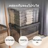 Large Plastic Storage Box, Transparent with Lid, Nested Organizer for Clothes & Home Use
