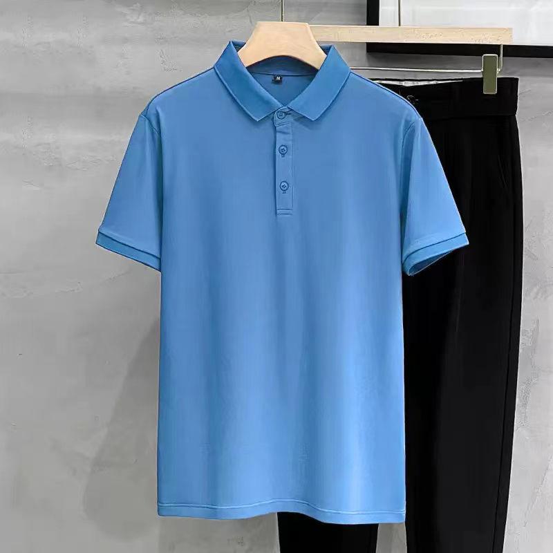 Turn-down Collar Business Casual Fashion T-Shirts Pullovers Temperament Simplicity Solid Button Short Sleeve Men's Clothing 2026