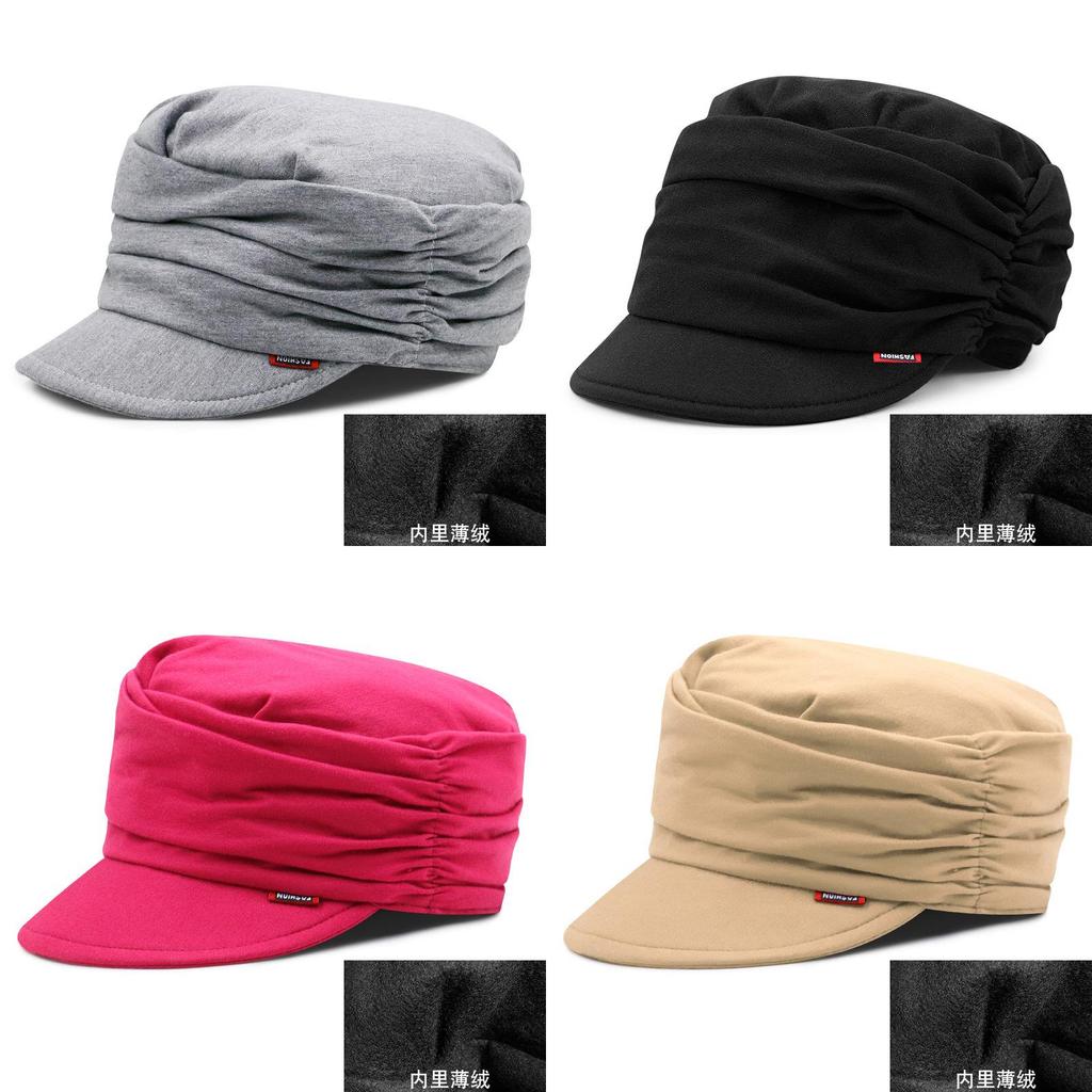 Spring Autumn Ladies Soft Hat With Wrinkled Asymmetric Design For Casual Outdoor Wear