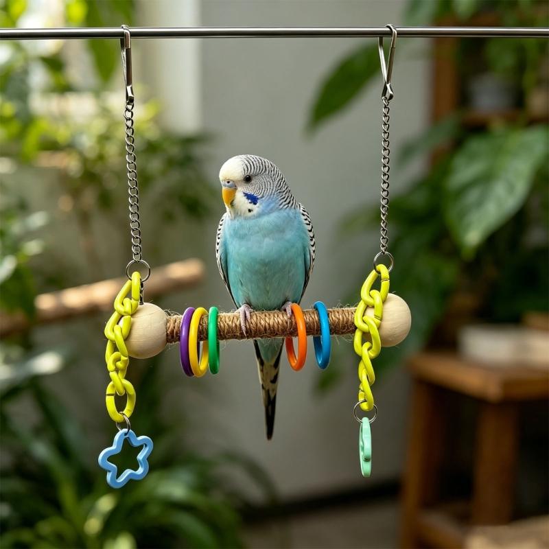 Handmade Wooden Bird Swing Stand For Cockatiels Finches And Pet Birds Measuring 14 By 23