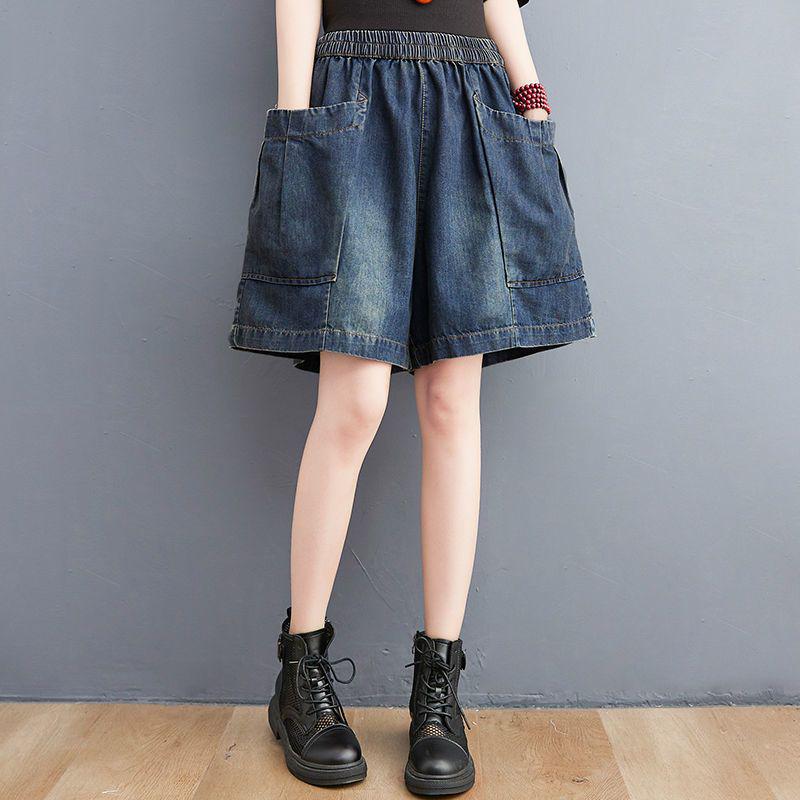 

Women s Plus Size Elastic Waist Wide Leg Denim Shorts 2026 - Summer Slimming Loose Fit M 90-105 lbs