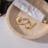 Uworld Minimalist Classic 18K Gold Color Plated Ribbed C-Shaped Earrings Hypoallergenic Waterproof Stainless Steel Women Jewelry