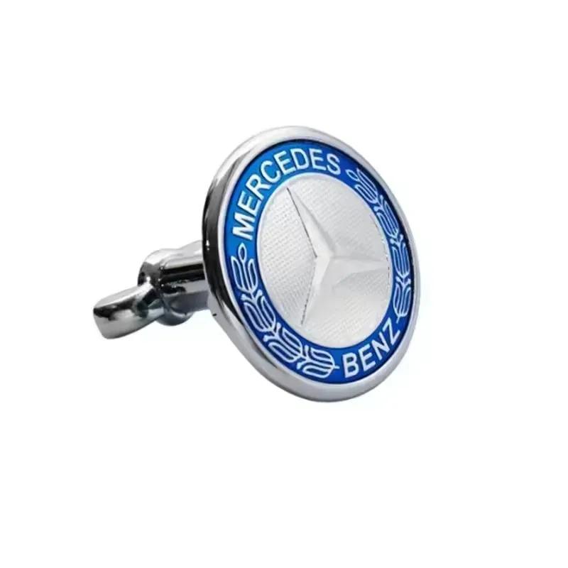 

45mm Car Front Emblem Badge Modified Bonnet Chrome Hood Cover for Mercedes Benz W203 W204 C E S Class W210 W211 W220 синій
