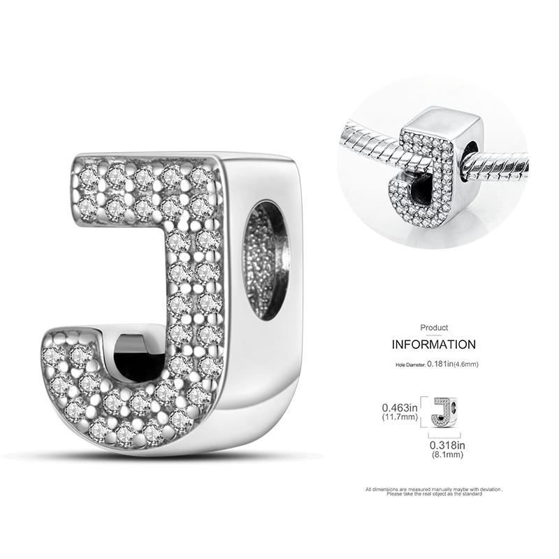26 A-Z Alphabetperlen Kupfer Liebesbrief-Anhänger Passend für Original 3mm Damenarmband Armreif Cz Zirkonperle DIY Schmuck Geschenk
