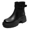 2025 Women's Genuine Leather Martin Boots - Warm, Thickened, Single Cotton Boots for Spring, Autumn, and Winter.