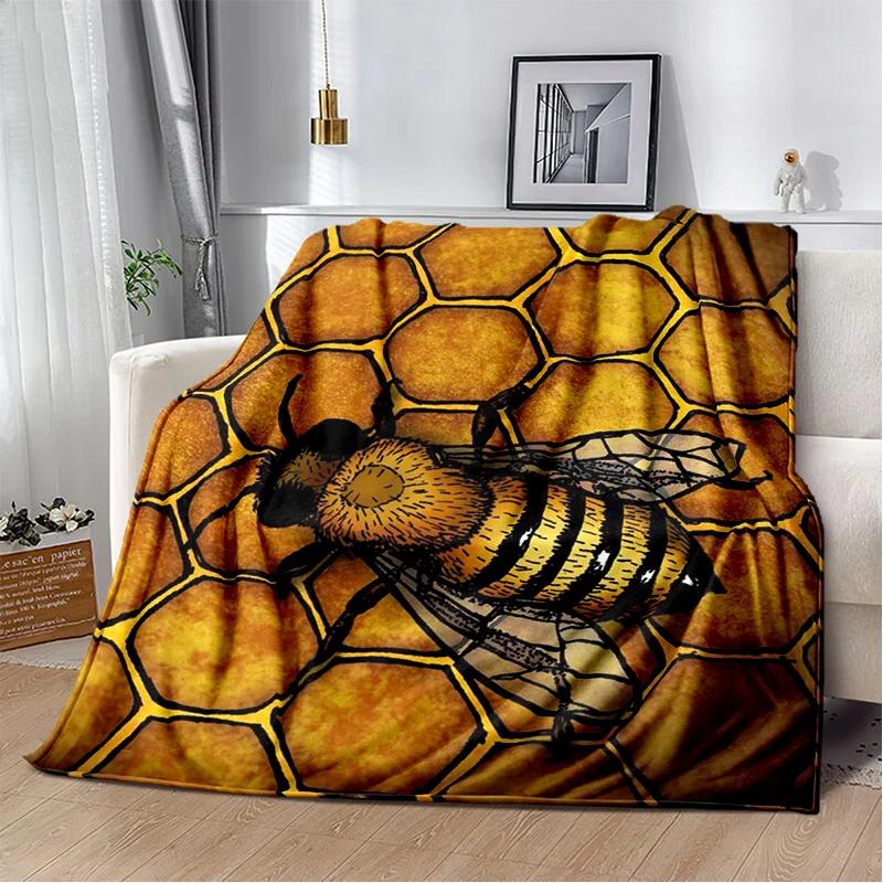 Cute Bee HoneyBee Insect Cartoon 3D Blanket,Soft Throw Blanket for Home Bedroom Bed Sofa Picnic Travel Office Cover Blanket Kids