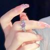 Niche Design Sense Pink Love Thorns Imitation Cat's Eye Zircon Ring Female Sweet Cool Style Fashion Temperament Versatile Ring