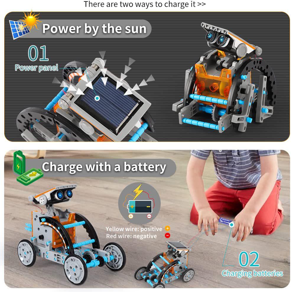 Enhanced 13-in-1 DIY Solar-Powered Robot Car Kit