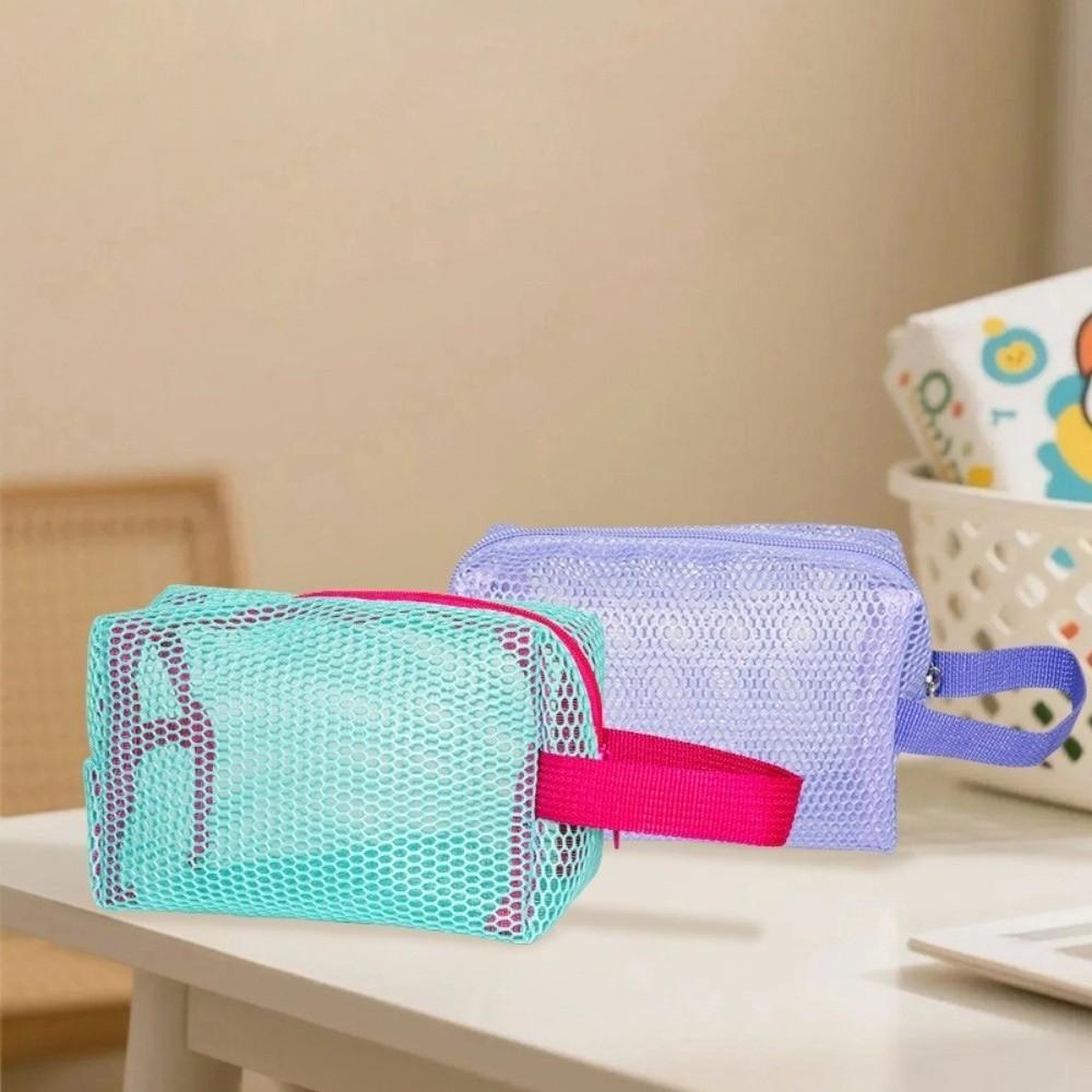 New Dopamine Cosmetic Storage Bag Large Capacity Handheld Makeup Bag Lightweight Mesh Storage Organizer Travel