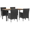Vidaxl 5-Cz. Garden Furniture Set With Cushions, Black, Poly Rattan