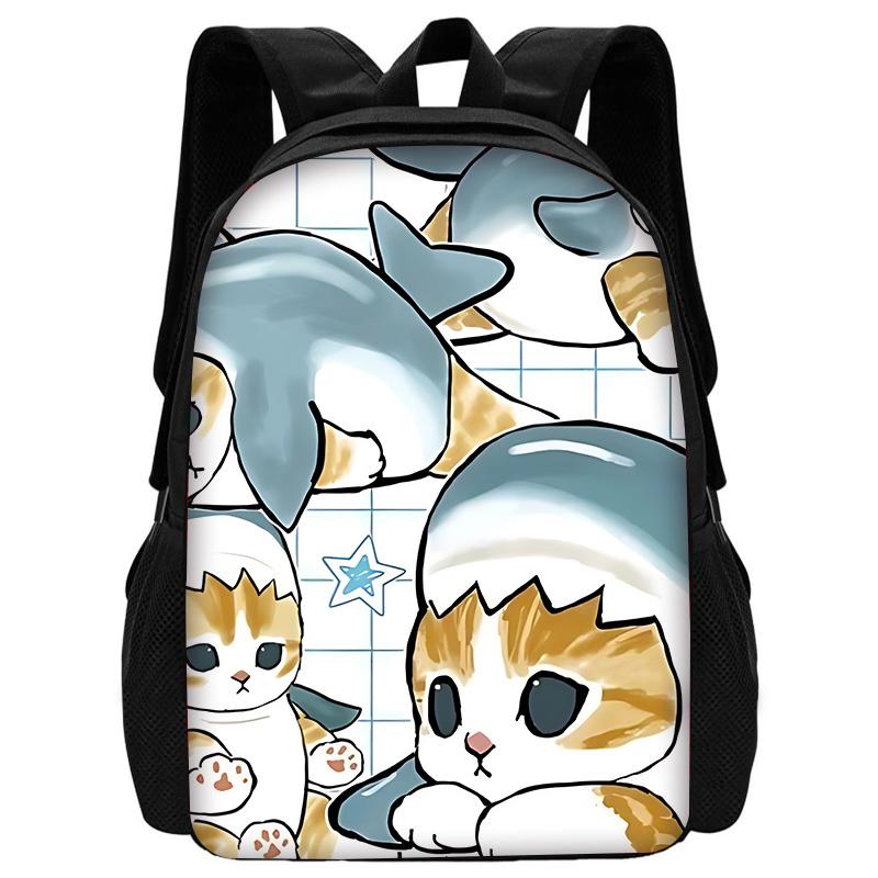 Child School Funny Cat M-mofusands-Backpack with Lunch Bags ,Pencil Bags ,School Bags for Boys Girls Best Gift