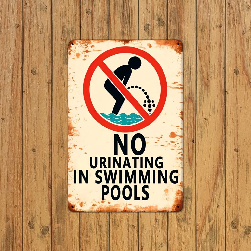 No Peeing In the Pool Vintage Metal Sign Waterproof & Dustproof - For Swimming Pool, Beach House, and Outdoor Decor
