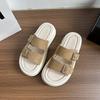 Thick bottom heightening cool slippers women's summer wear 2025 new fashion versatile muffin temperament beach one-word slippers