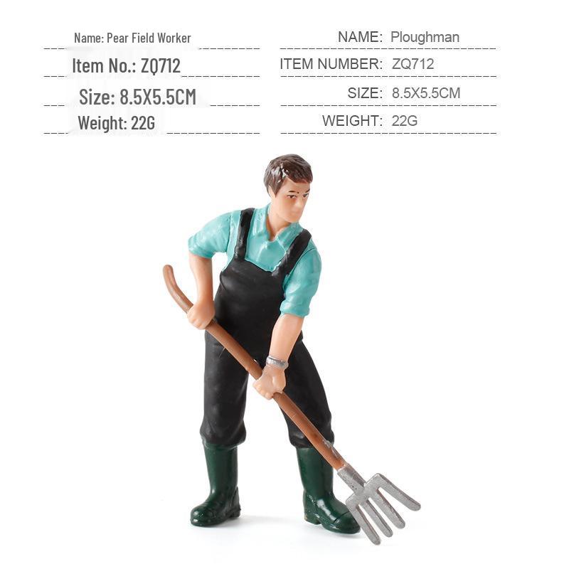 Cross-Border Farm Scene Worker Doll: Female Farmer with Shovel Ornament for Model Landscaping