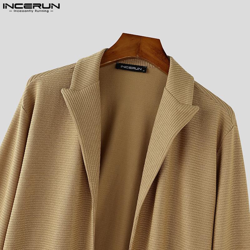 INCERUN Oversized Men Long Sleeve Knitted Open Front Cardigan