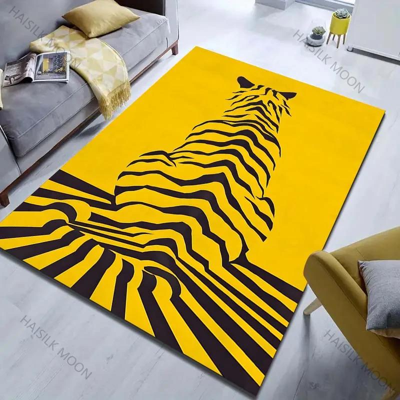 

3D Unique Tiger Stripe Art Print Carpet Living Room Bedroom Bedside Sofa Floor Mat Home Non-slip Decor Area Rugs Wonderful Gift 40x60cm (16x24in)