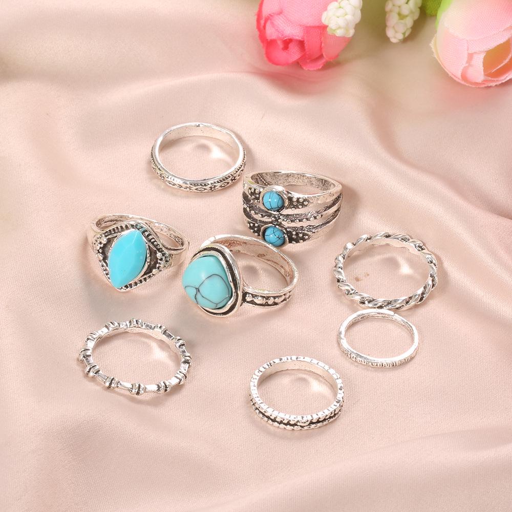 Fashion Women Carved Tophus Knuckle Rings Set 8 In 1