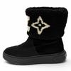 Great LOUIS VUITTON Boots Snowdrop Line LV Logo Shearling Black Mouton Women 35 Used