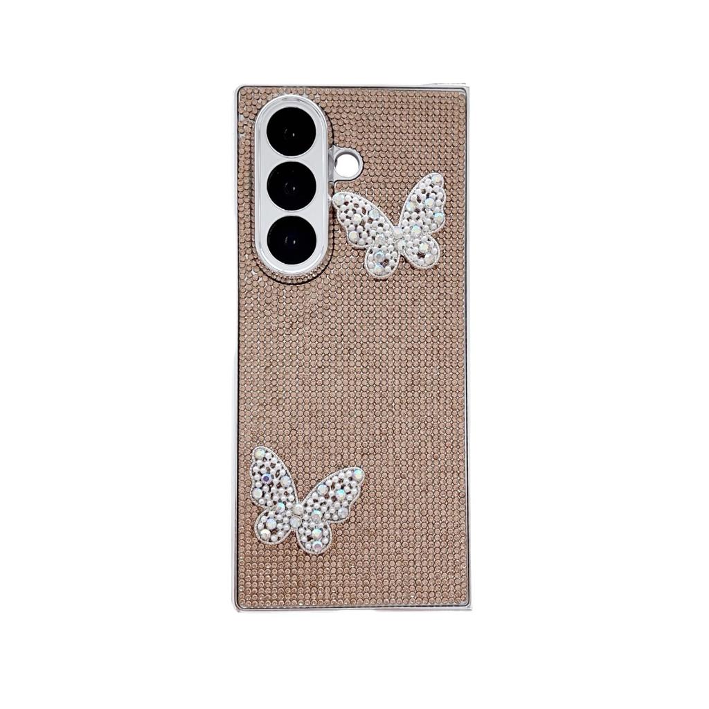 ins butterfly full diamond suitable for Samsung ZFlod7/6 mobile phone case folding screen Zflod5 glitter 4 lanyard protective case
