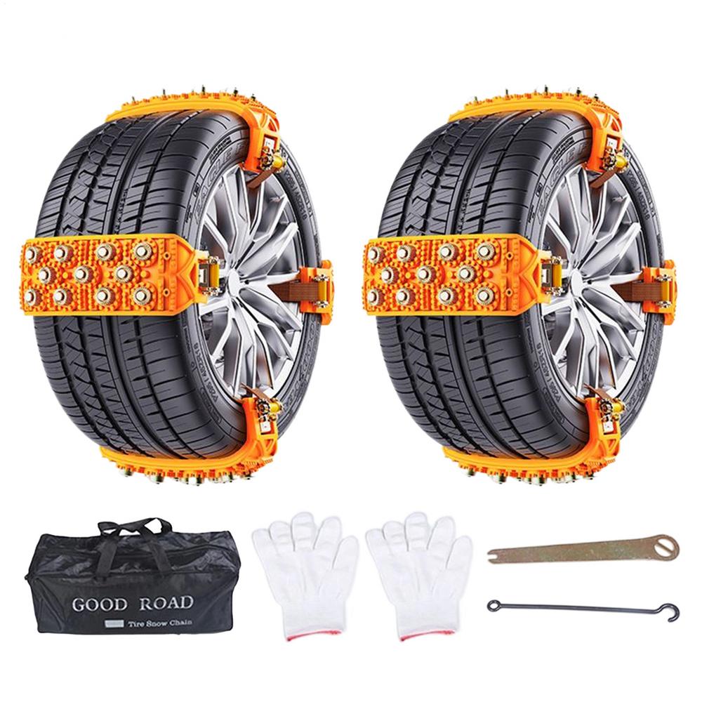 Snow Chains for Car Tires 5-Second Install Traction Straps Reusable Fit 165-265mm Wheel Anti-Slip Car Tire Chains for Safe Trip