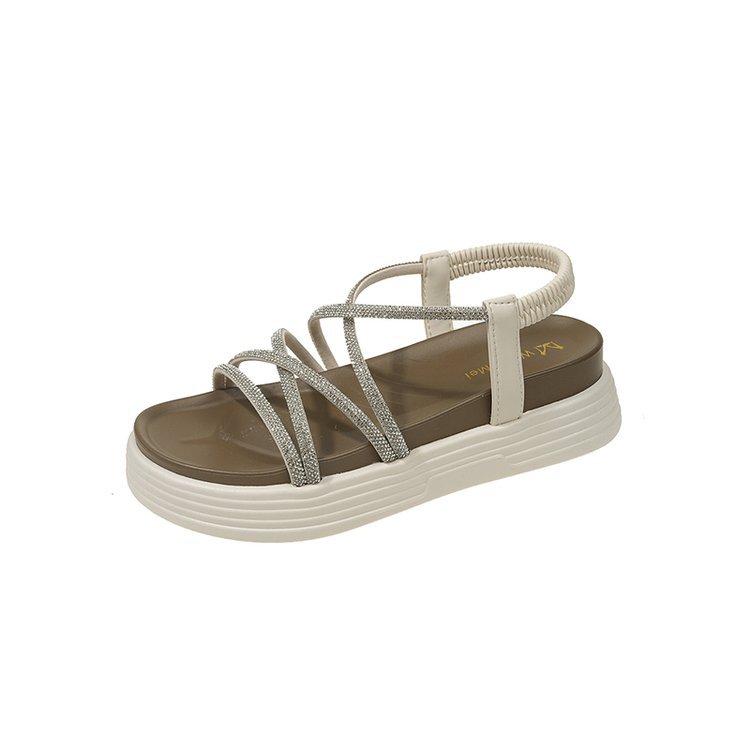 Fairy wind seaside beach Roman sandals female 2024 summer new student soft sole with skirt women's shoes thick sole