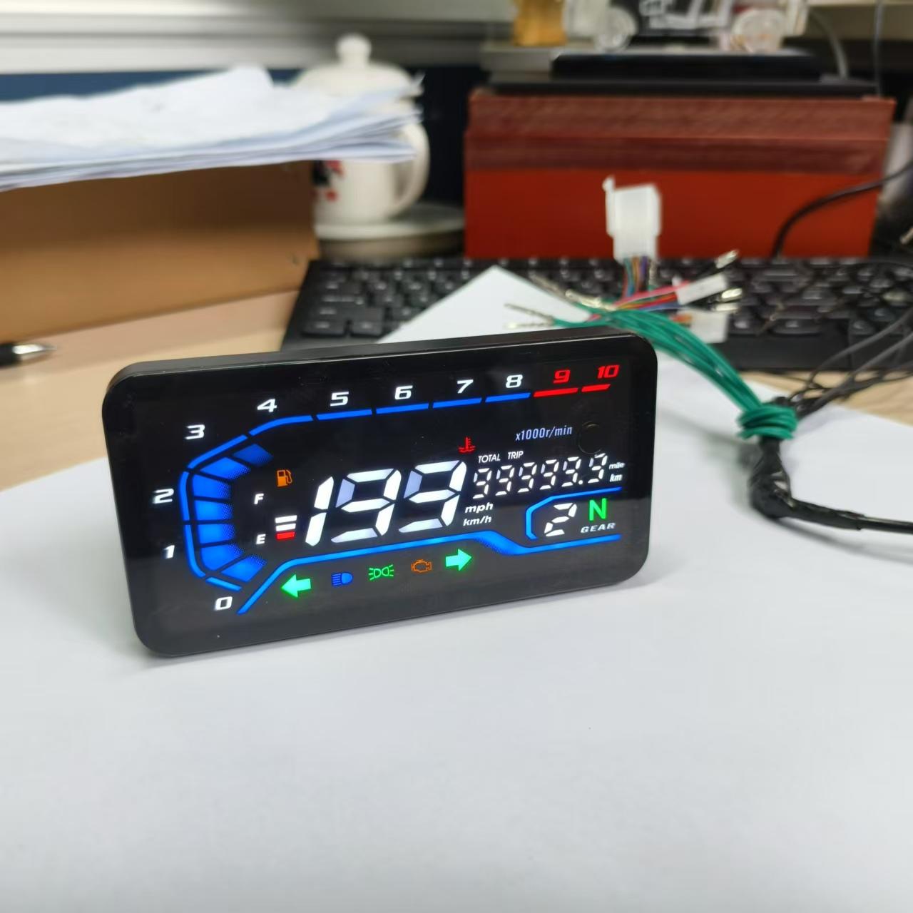 Universal 12V LED Waterproof Digital Motorcycle RPM Speedometer Modify with sensor
