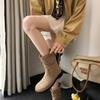 Korean Round Head Pleated Suede Thick Heel Thick Bottom Piled Low-top Short Boots Women's 2025 New Belt Buckle Martin Boots