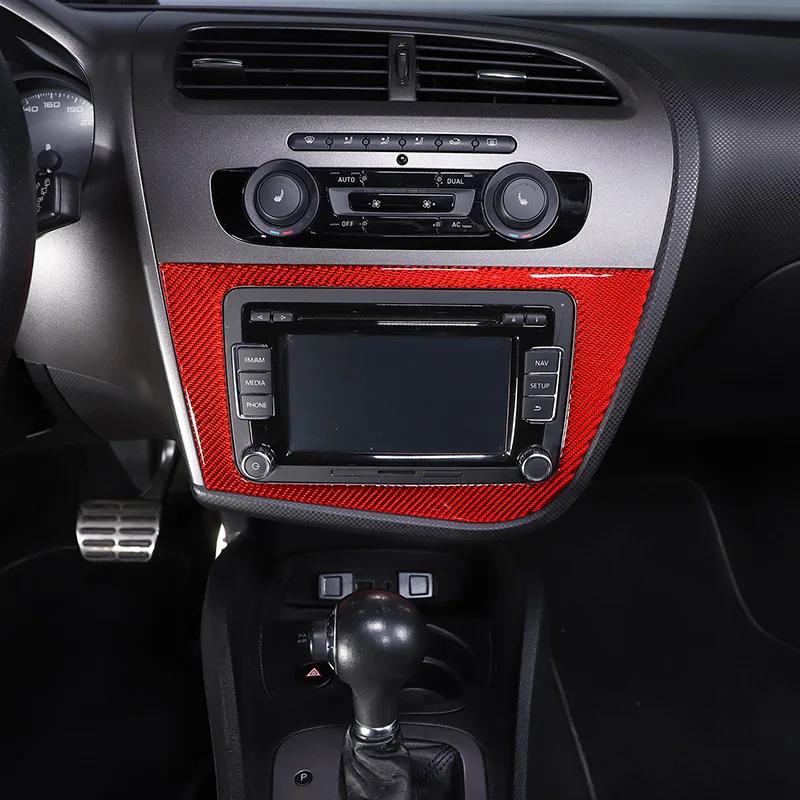 For SEAT Leon Mk2 1P 2008-2012 Soft Carbon Fiber Car Center Control Display Frame Panel Sticker Car Interior Accessories L/RHD Ujm690