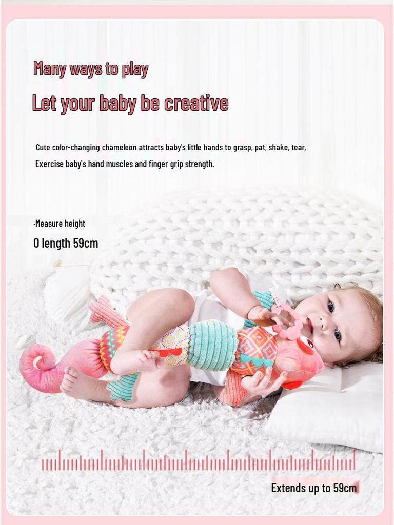 Sozzy Chameleon Baby Height Chart & Soothing Plush Toy, 0-1 Year Old Educational Doll