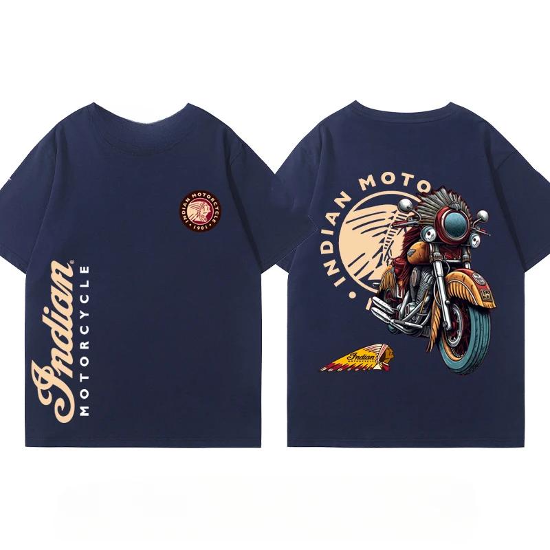 Tricou Indian Motorcycle Locomotivă Grea Croazieră Costum de Călărie Imprimeu Club Bumbac de Vară Casual Motocicletă Bărbați și Femei