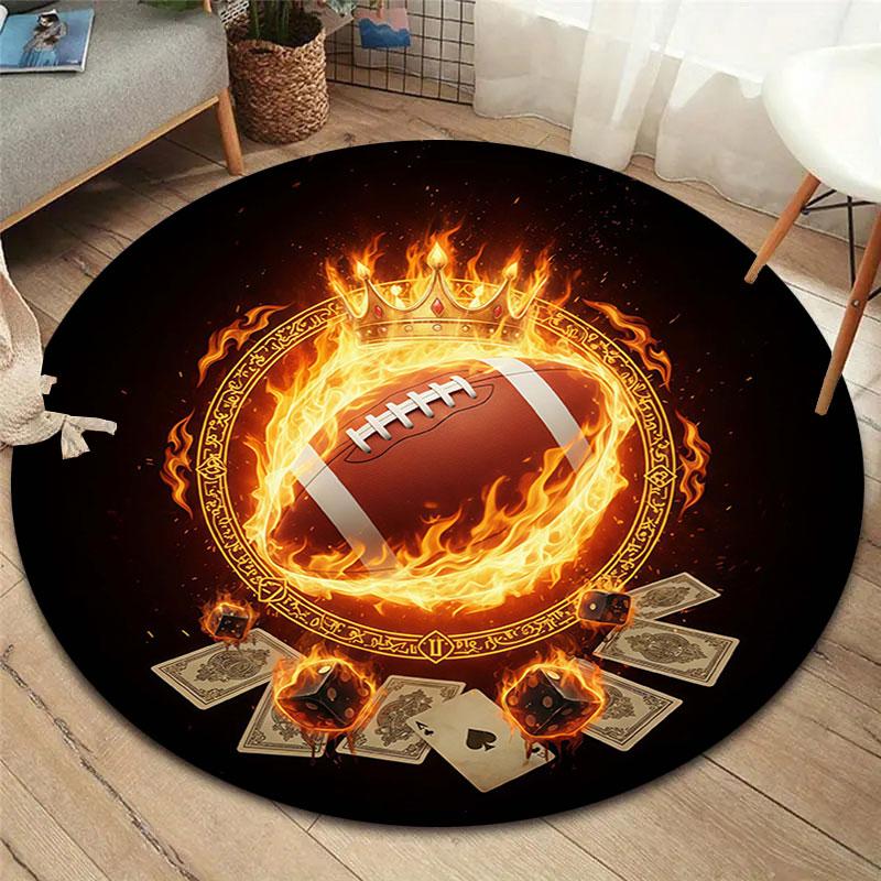 Burning Ball Round Area Rug,Carpet Rug for Living Room Bedroom Sofa Playroom Decor,Non Slip Floor Mat