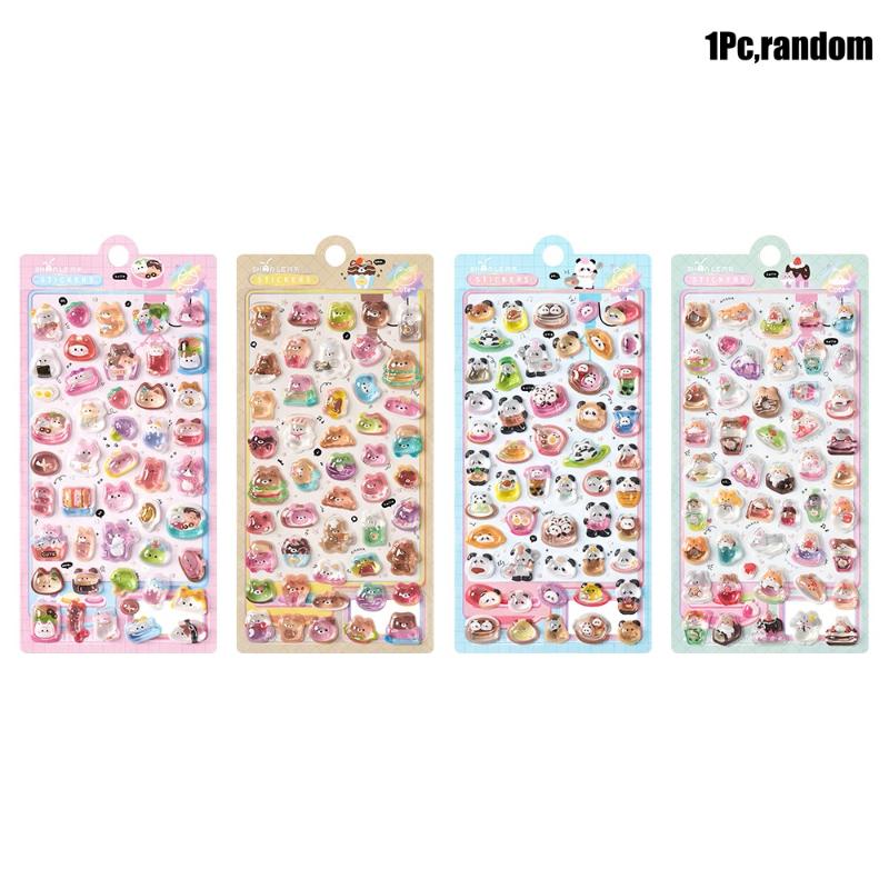 

New 1Pc 3D Relief Stickers Aesthetic Stickers Cartoon Gourmet Animals Creative Stickers DIY Decoration Stickers
