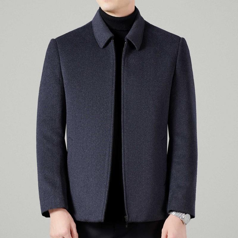 

Зимняя двухсторонняя кашемировая куртка, шерстяной деловой пуховик для среднего и пожилого возраста, короткий топ с лацканами для папы 195