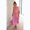 Summer Women's Skirt Sweet Fashion Street Stand-up Collar Macaron Color Showing Waist Long Dress
