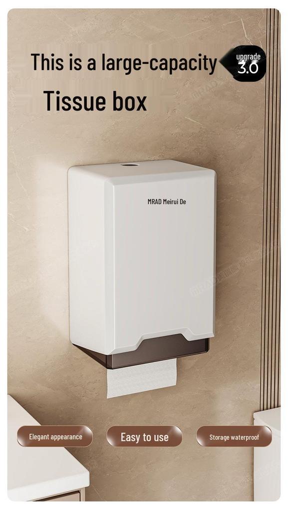 Punch-Free Wall-Mounted Tissue Box Holder for Bathroom, Kitchen, and Living Room