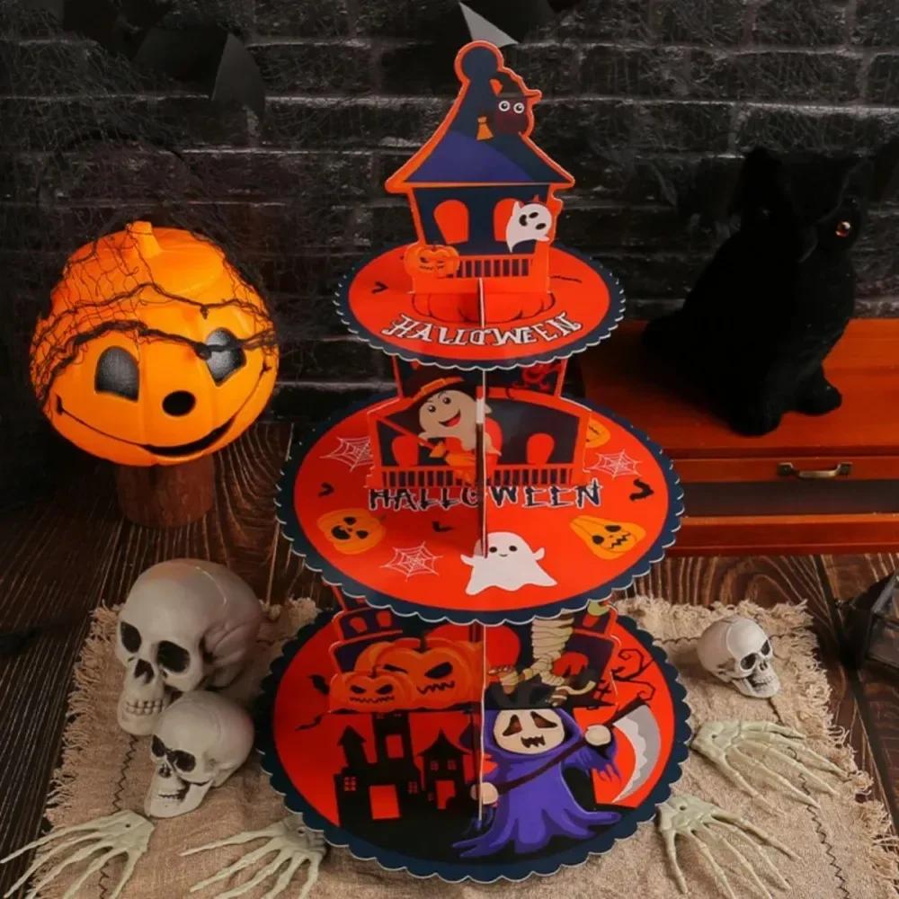 Halloween 3-Tier Dessert Stand Home Decoration Christmas Pumpkin Cupcake Stands Adjustable DIY Cake Rack Tray Thanksgiving