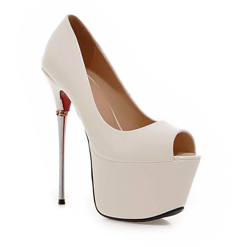 Sexy Extrémní 16cm Vysoké Podpatky Platforma Boty Žena Peep Toe Červená Zlatá Stříbrná Dámské Lodičky na Podpatku Párty Svatba Taneční Boty Ženské