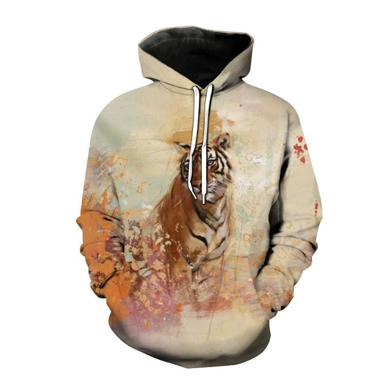 Autumn New Men's Animal Tiger Sweatshirts 3D Printed animal Hoodies Sports hoodie loose long sleeve pockets Fashion Hoodie
