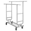 Heavy Duty Clothes Rack, Double Hanging Rod Clothing Garment Rack for Hanging Clothes, Adjustable Height and Extendable Length Clothing Rack with