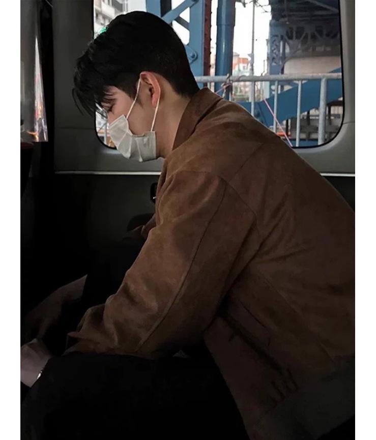 Retro British Velour Faux Suede Jacket - Solid Lapel, Frosted Finish, Autumn/Winter Trend