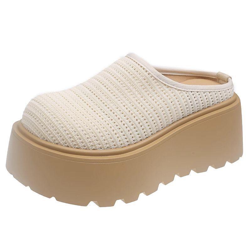 Thick bottom heightening lazy Boken slippers women's 2025 summer new Korean version fashion casual bag head half slippers outer wear