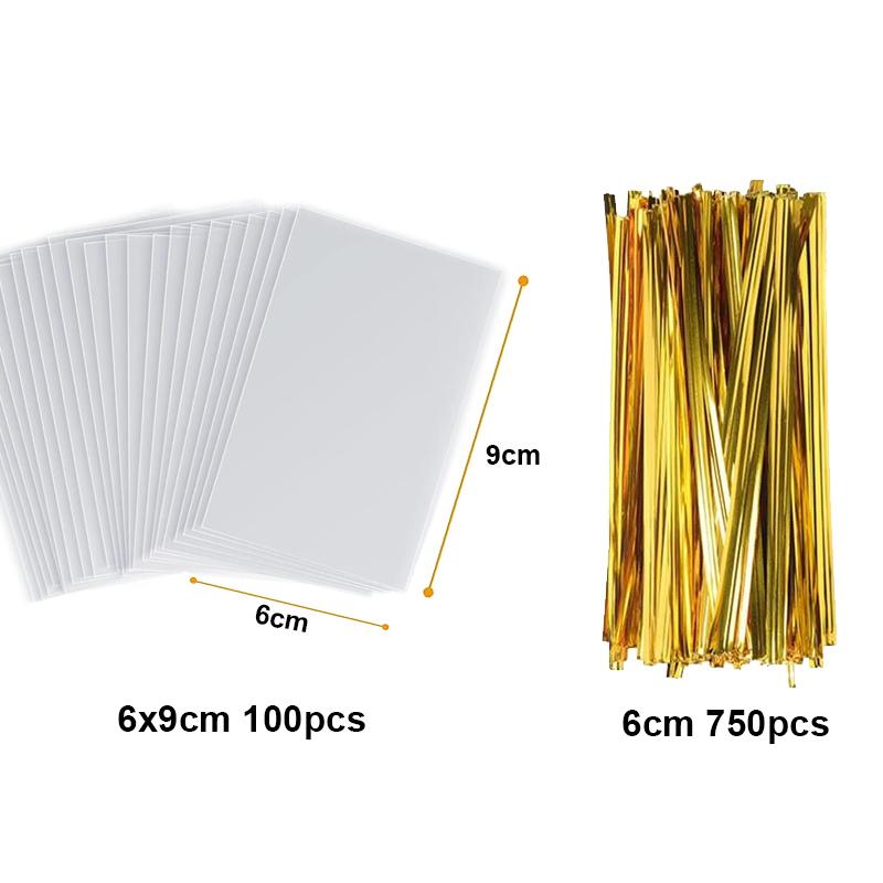 50/100 peças de sacos de celofane transparentes, sacos plásticos opp transparentes, pirulitos de doces, biscoitos, sacos de embrulho para presente, suprimentos de panificação para lembrancinhas de festa