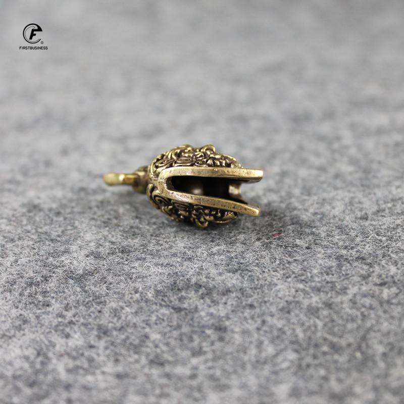 Copper Lions Head Bell Small Ornaments Desk Feng Shui Decorations Retro Brass Keychain Pendants Home Decor for Living Room