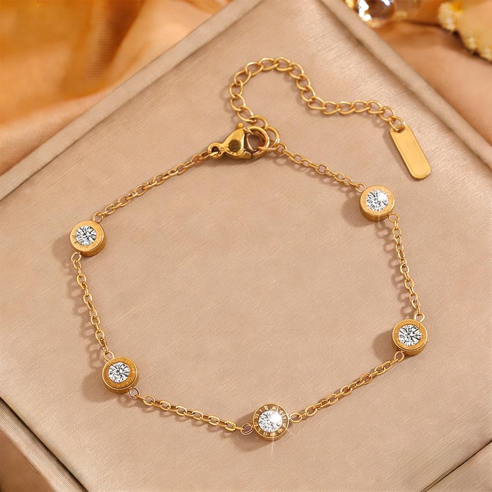 Korean Fashion Titanium Steel Diamond Inlaid Women's Luxury Bracelet